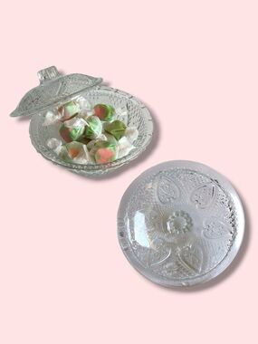 Clear Glass Covered Candy Dish Pressed Glass